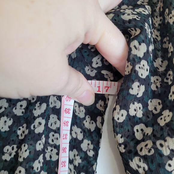 Tommy Hilfiger black Swiss dot floral sheer long sleeve wrap midi dress size Med - Picture 10 of 12